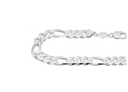 Rhodium Plated Mens Figaro Chain